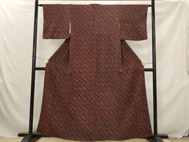 平和屋着物■上質な小紋　総絞り　網目文様　正絹　逸品　AABJ5132st