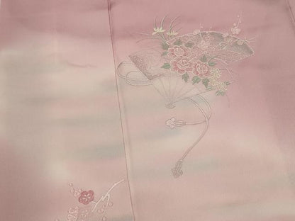 平和屋着物■訪問着　刺繍　扇花文　暈し染め　正絹　逸品　AABJ5135st