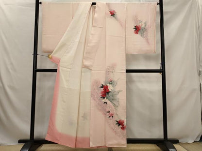 平和屋着物■訪問着　草花文　暈し染め　正絹　逸品　AABJ5138st