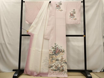 平和屋着物■訪問着　松竹梅風景文　暈し染め　正絹　逸品　AABJ5139st