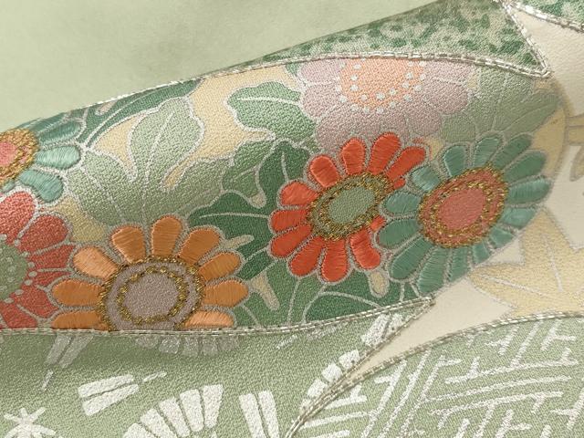 平和屋着物■豪華色留袖　駒刺繍　草花文　金糸　銀彩　正絹　逸品　AABJ5144st