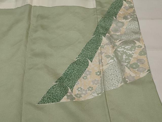 平和屋着物■豪華色留袖　駒刺繍　草花文　金糸　銀彩　正絹　逸品　AABJ5144st