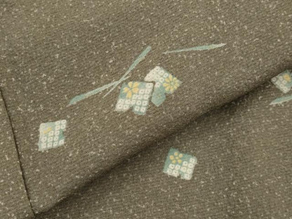 平和屋着物▽上質な小紋　単衣　色紙重ね花文　正絹　逸品　AABJ5160st