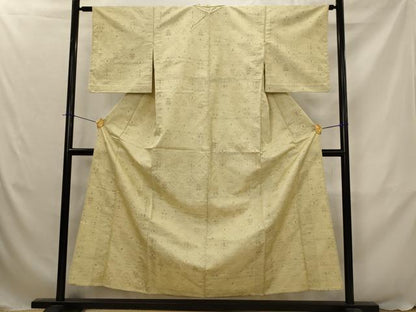 平和屋着物▽上質な紬　単衣　花菱文　正絹　逸品　AABJ5161st