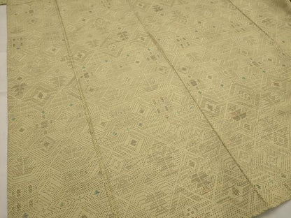 平和屋着物▽上質な紬　単衣　花菱文　正絹　逸品　AABJ5161st