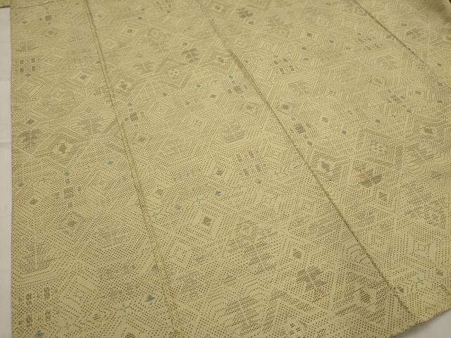平和屋着物▽上質な紬　単衣　花菱文　正絹　逸品　AABJ5161st