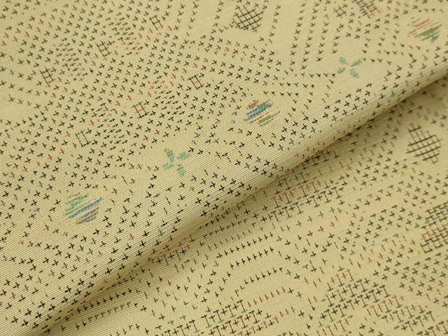 平和屋着物▽上質な紬　単衣　花菱文　正絹　逸品　AABJ5161st