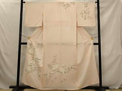 平和屋着物▽訪問着　単衣　刺繍　枝花文　暈し染め　正絹　逸品　AABJ5162st