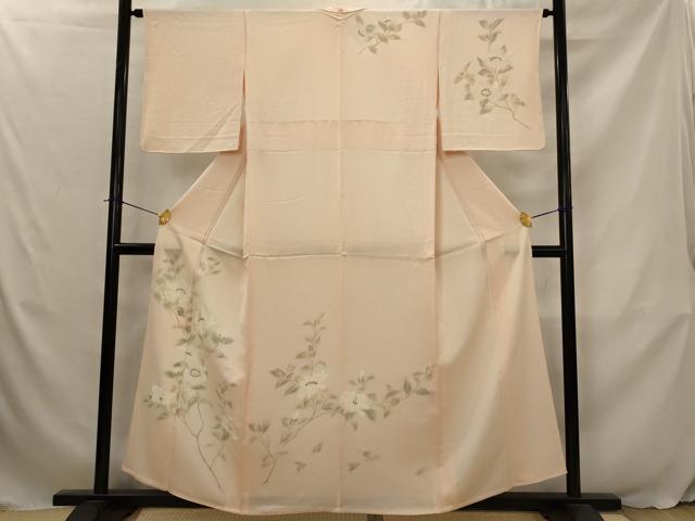 平和屋着物▽訪問着　単衣　刺繍　枝花文　暈し染め　正絹　逸品　AABJ5162st