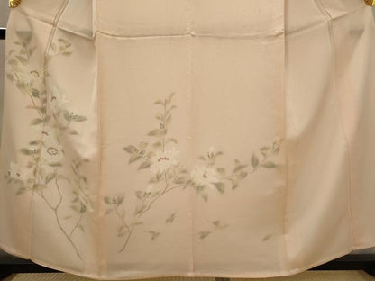 平和屋着物▽訪問着　単衣　刺繍　枝花文　暈し染め　正絹　逸品　AABJ5162st