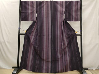 平和屋着物▽上質な紬　単衣　間道　正絹　逸品　AABJ5168st