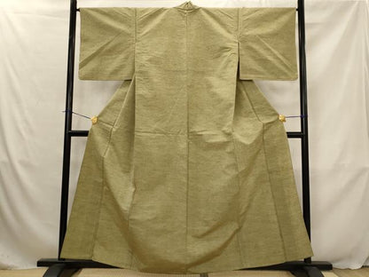 平和屋着物▽上質な紬　単衣　霞文　正絹　逸品　AABJ5171st