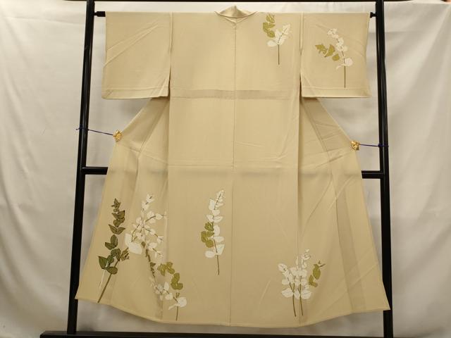 平和屋着物▽訪問着　単衣　草葉文　正絹　逸品　AABJ5173st