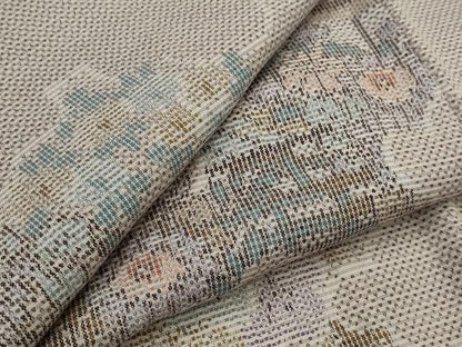 平和屋着物▽上質な紬　単衣　風景花文　正絹　逸品　AABJ5174st
