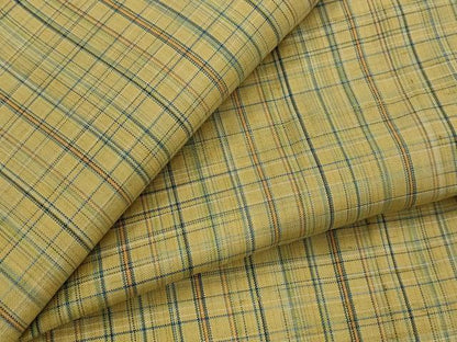平和屋着物▽上質な紬　単衣　格子　正絹　逸品　AABJ5179st