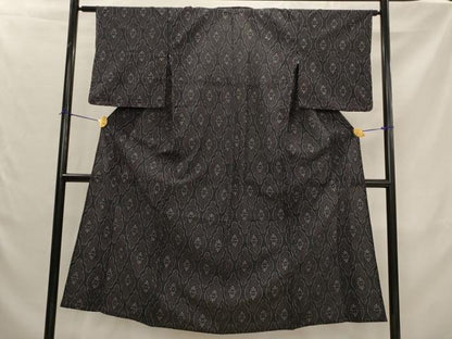平和屋着物▽上質な紬　単衣　舞花文　正絹　逸品　AABJ5181st