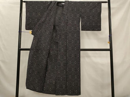 平和屋着物▽上質な紬　単衣　舞花文　正絹　逸品　AABJ5181st