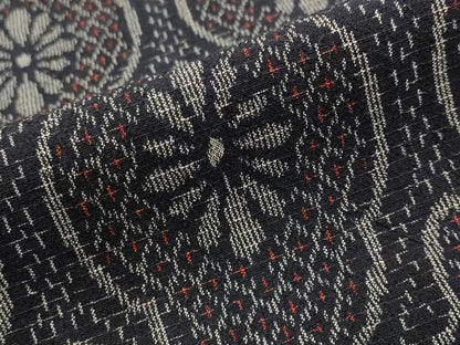 平和屋着物▽上質な紬　単衣　舞花文　正絹　逸品　AABJ5181st
