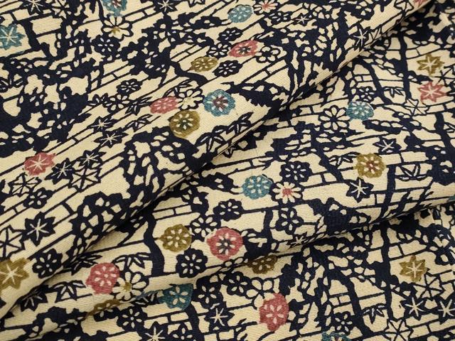 平和屋着物▽上質な小紋　単衣　型染め　枝花文　正絹　逸品　AABJ5184st