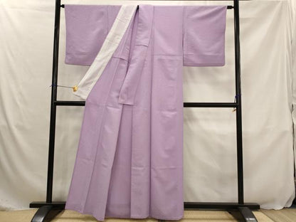平和屋着物▽色無地　単衣　松葉地紋　二藍色　洗える着物　AABJ5186st