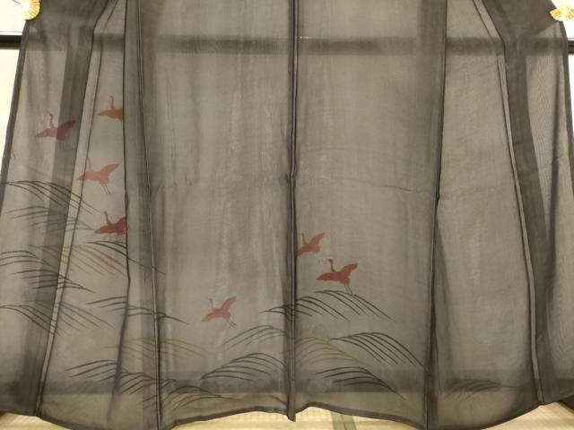 平和屋着物▽訪問着　無双　紗袷　紗×絽　流水飛鶴文　正絹　逸品　AABJ5187st