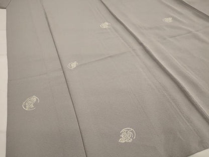 平和屋着物▽上質な小紋　単衣　梟　正絹　逸品　AABJ5188st