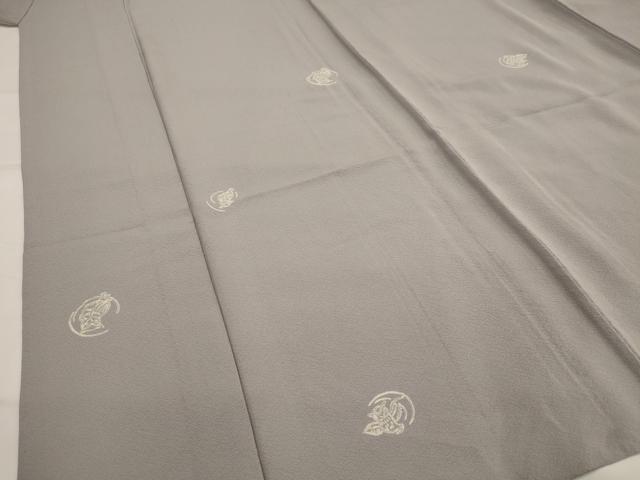 平和屋着物▽上質な小紋　単衣　梟　正絹　逸品　AABJ5188st