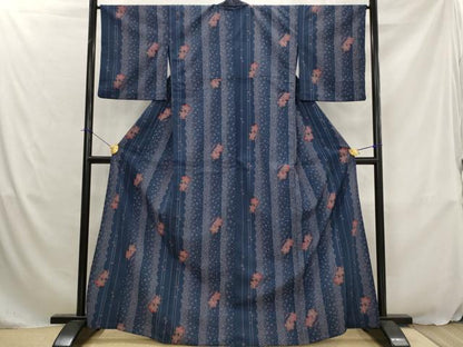 平和屋着物▽小紋　単衣　舞桜文　洗える着物　AABJ5191st