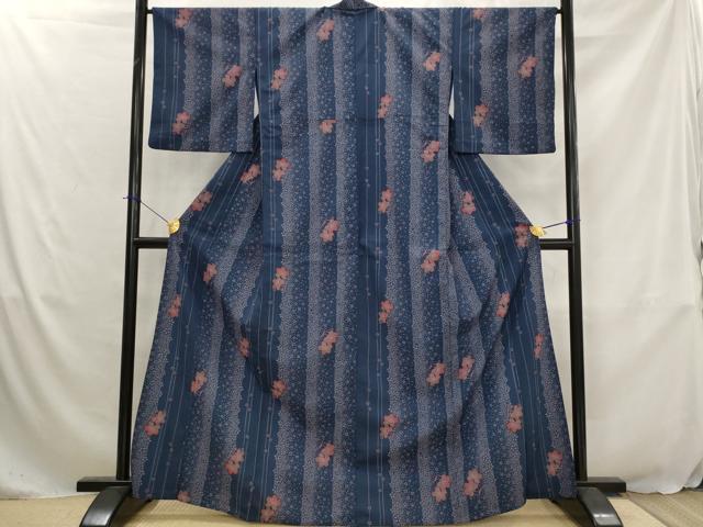 平和屋着物▽小紋　単衣　舞桜文　洗える着物　AABJ5191st