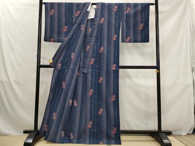 平和屋着物▽小紋　単衣　舞桜文　洗える着物　AABJ5191st