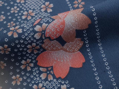 平和屋着物▽小紋　単衣　舞桜文　洗える着物　AABJ5191st