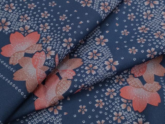 平和屋着物▽小紋　単衣　舞桜文　洗える着物　AABJ5191st