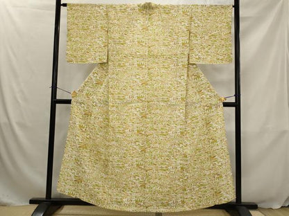 平和屋着物▽上質な小紋　単衣　風景文　正絹　逸品　AABJ5192st