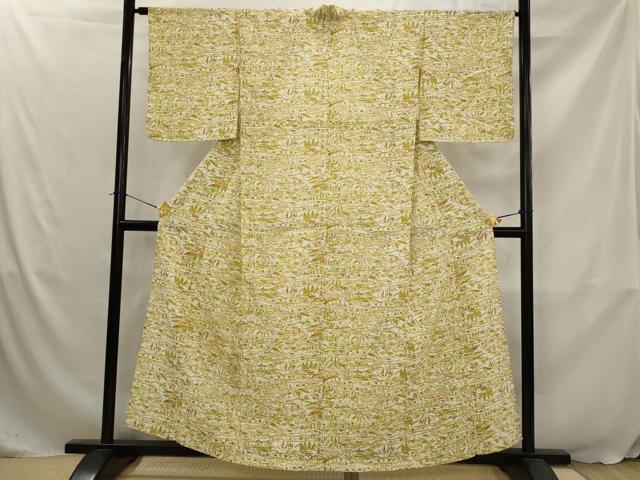 平和屋着物▽上質な小紋　単衣　風景文　正絹　逸品　AABJ5192st