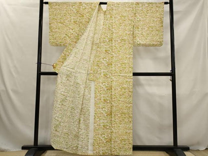 平和屋着物▽上質な小紋　単衣　風景文　正絹　逸品　AABJ5192st