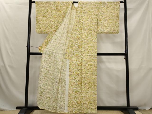 平和屋着物▽上質な小紋　単衣　風景文　正絹　逸品　AABJ5192st