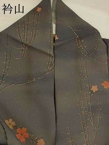 平和屋着物▽上質な小紋　単衣　舞桜文　正絹　逸品　AABJ5197st