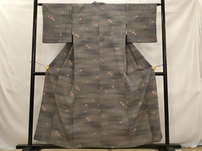 平和屋着物▽上質な小紋　単衣　舞桜文　正絹　逸品　AABJ5197st