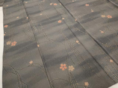 平和屋着物▽上質な小紋　単衣　舞桜文　正絹　逸品　AABJ5197st