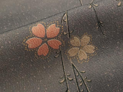 平和屋着物▽上質な小紋　単衣　舞桜文　正絹　逸品　AABJ5197st