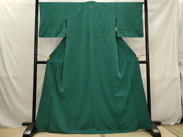 平和屋着物▽上質な色無地　単衣　花菱地紋　鉄色　正絹　逸品　AABJ5198st