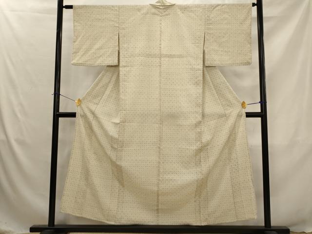 平和屋着物▽本塩沢　単衣　天井丸文　正絹　逸品　AABJ5199st