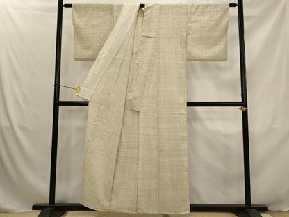 平和屋着物▽本塩沢　単衣　天井丸文　正絹　逸品　AABJ5199st