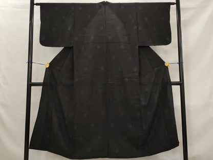 平和屋着物▽上質な紬　単衣　亀甲文様　正絹　逸品　AABJ5200st