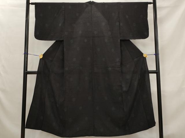 平和屋着物▽上質な紬　単衣　亀甲文様　正絹　逸品　AABJ5200st