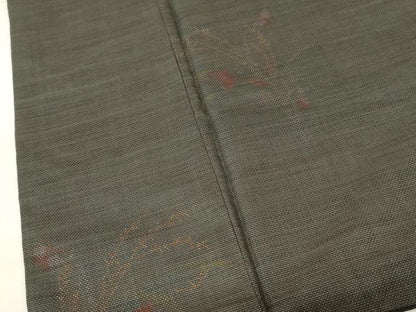 平和屋着物■本場大島紬　9マルキ　草木舞蝶文　正絹　逸品　AABJ5211br