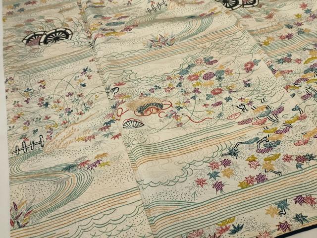 平和屋着物■上質な小紋　笠松風景吉祥花文　正絹　逸品　AABJ5213br