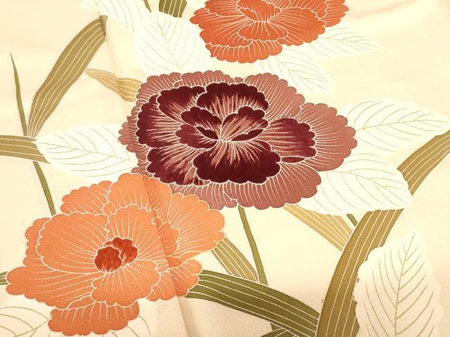 平和屋着物■訪問着　刺繍　草花文　正絹　逸品　AABJ5215br