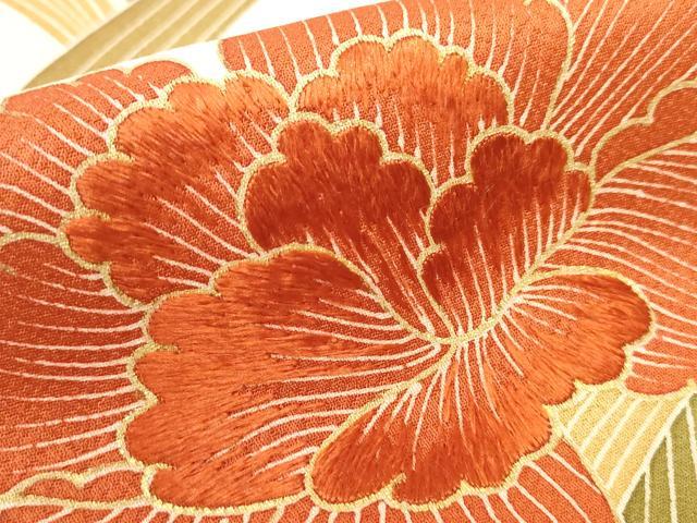 平和屋着物■訪問着　刺繍　草花文　正絹　逸品　AABJ5215br