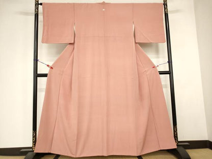 平和屋着物■上質な色無地　薄紅色　正絹　逸品　AABJ5218br